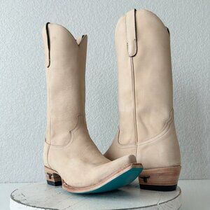 Lane EMMA JANE Womens Cowboy Boots 7.5 Tan Leather Western Cowgirl Mid Calf Tall
